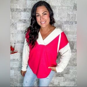 Pink and White Hoodie NWOT 2X